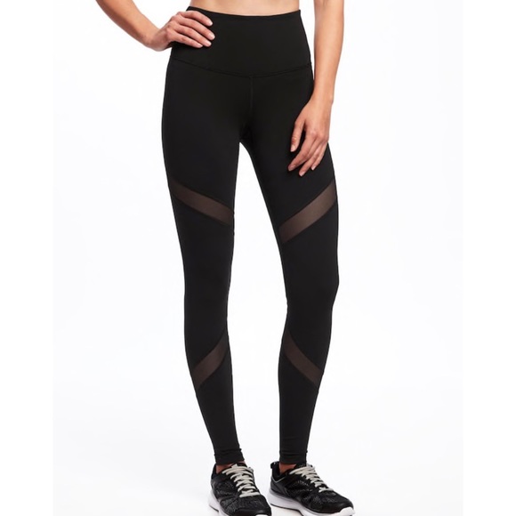 Francesca's Collections Pants - Alya Black Mesh Panel Leggings | Size M